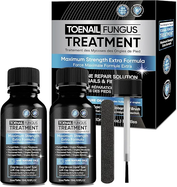 Fungus Treatment for Toenails, Toe Nail Fungus Treatment Extra Strength, Toenail Fungus Treatment, Fast Acting - 2 Packs, Black