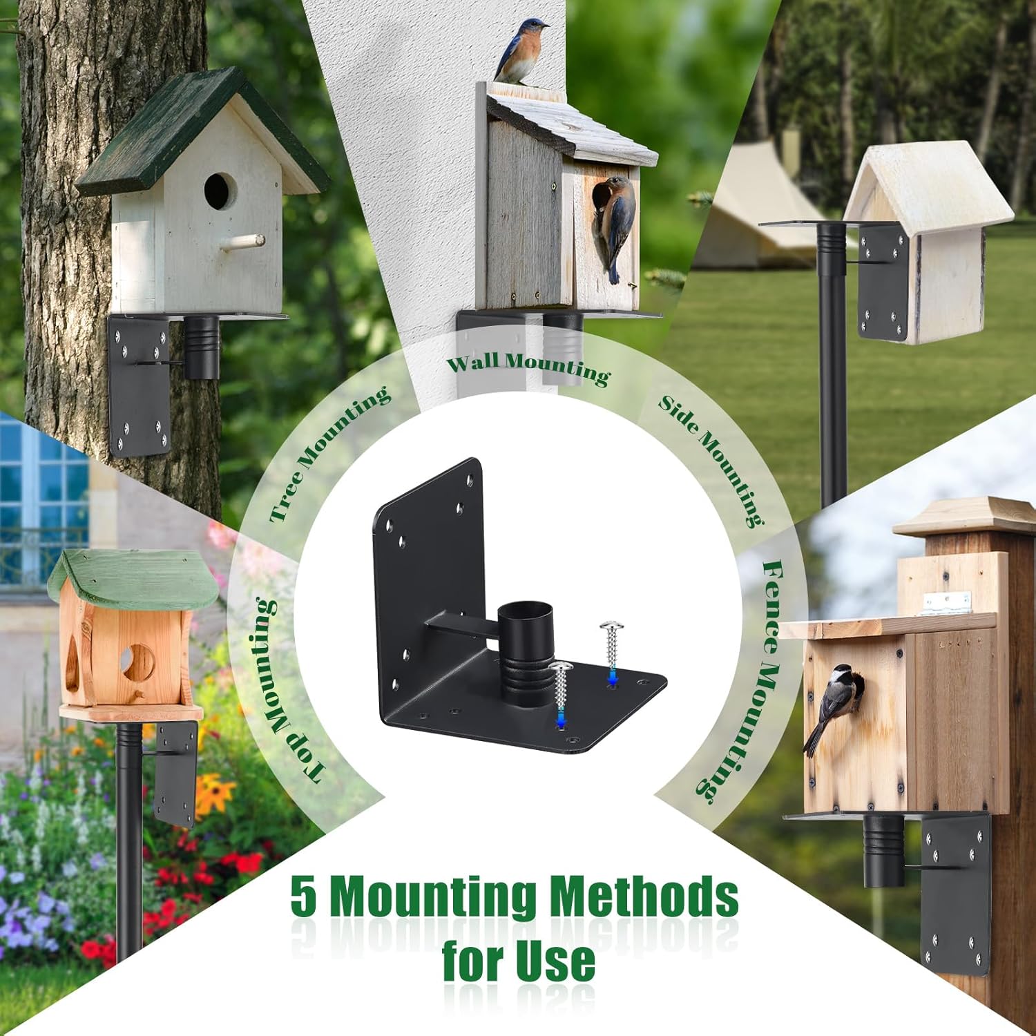 Bird Feeder Pole, 60" Heavy Duty Adjustable Bird Feeder Stand with 5-Pronged Base for Birdhouse Mounting, Weather Station, Outdoor, Yard, Garden