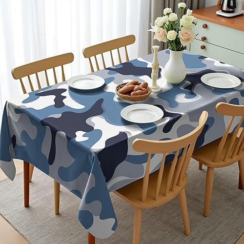 Miniatura 2 de Ambesonne Mantel de camuflaje, ilustración con diseño abstracto de colores suaves, diseño de camuflaje, mantel rectangular para comedor y cocina, 60