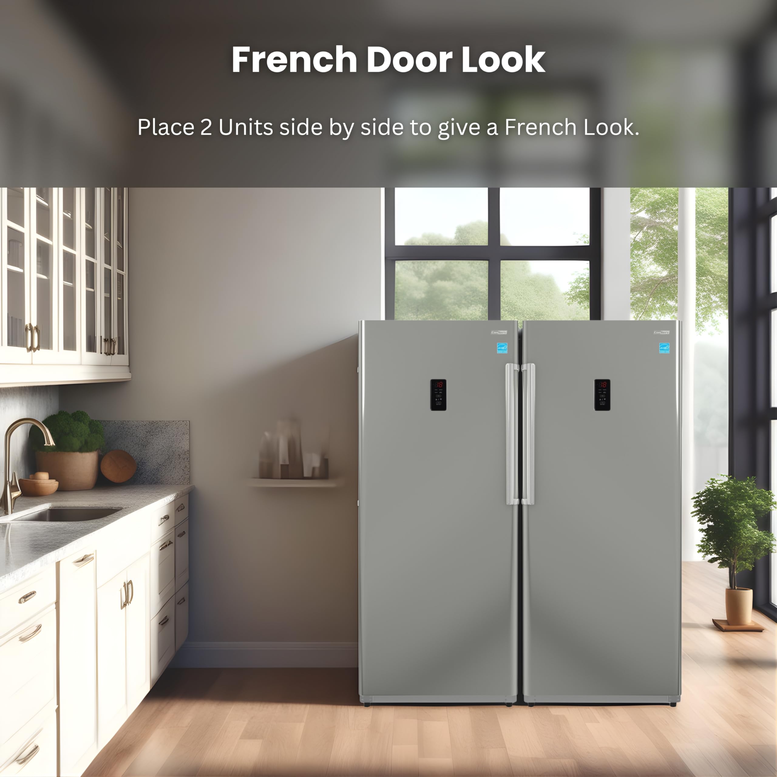Conserv ENERGY STAR 17 Cu.Ft. Convertible Refrigerator Freezer Pair, Garage Ready— Modular Side-by-Side French Door Look, Use as Fridge or Freezer (Stainless) on Fridge.com