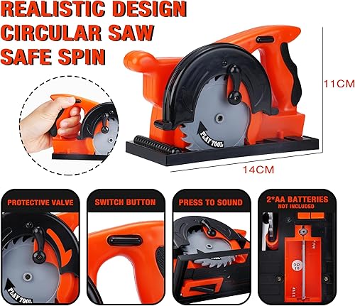 Miniatura 3 de Juego de herramientas para niños, juego de herramientas para niños de 34 piezas con taladro para niños, sierra circular para niños, herramientas