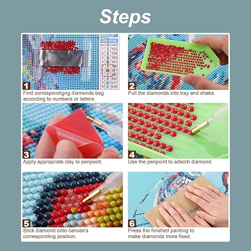 Miniatura 6 de Stalente Kits de pintura de diamantes para adultos, kits de arte de diamantes 5D para principiantes, pintura de diamante redonda para decoración de