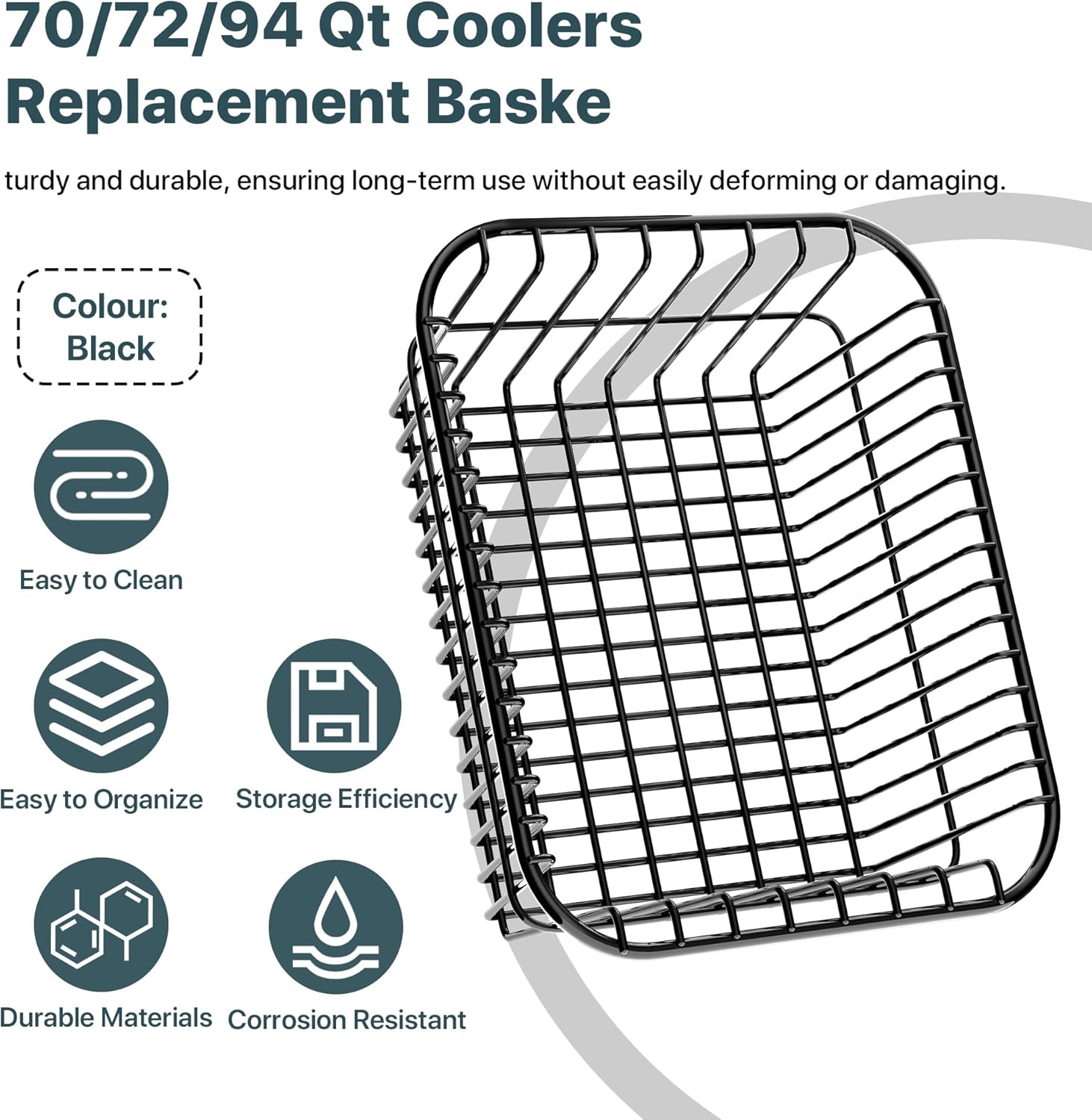 Dry Goods Wire Basket Replacement for Coolers, Compatible with Igloo 70/72/94 Qt Models, Cooler Storage Organizer