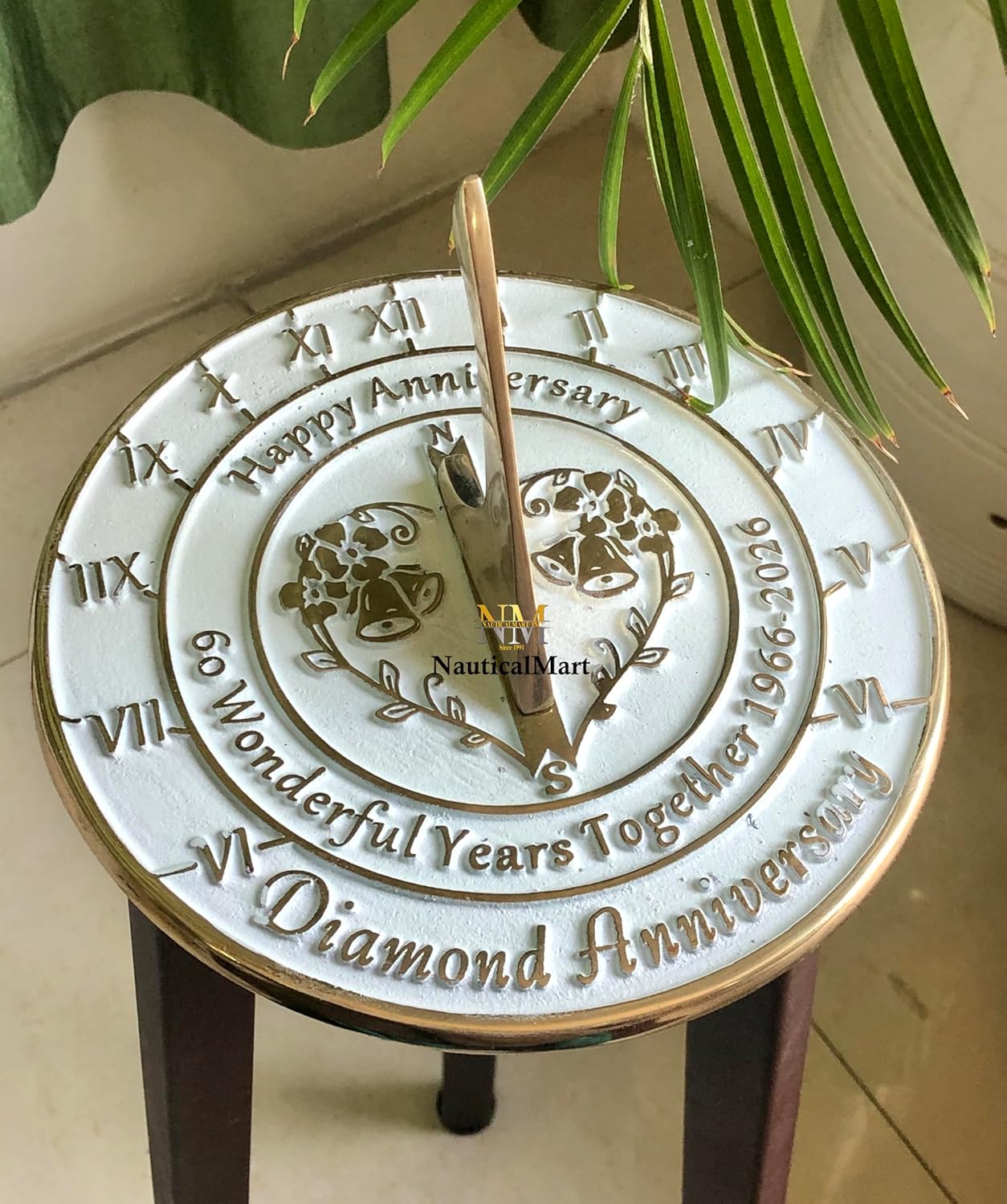 NauticalMart Anniversary Sundial Gift for 60th Diamond Wedding Anniversary in 2026 - Home Decor Or Garden Present Idea - Handmade Decorative for Him, Her Parents Or Couples 60 Year Celebration