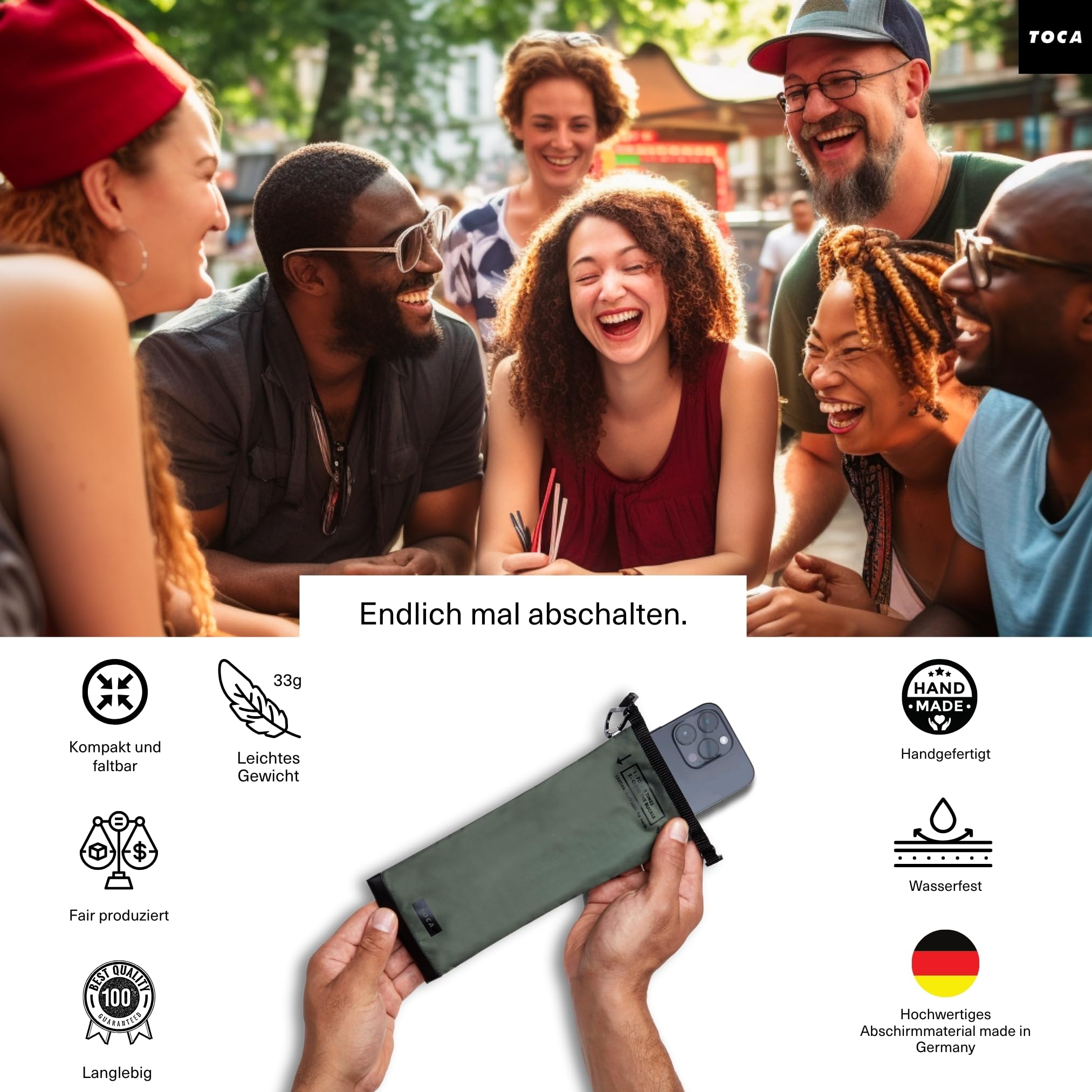 TOCA Faraday Etui - RFID & Anti-Tracking, Ochrona GPS, Praktyczny, Wodoodporny, Bezpieczeństwo Kluczy i Telefonów, Laptopów