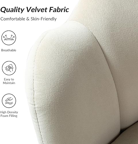 Miniatura 4 de HULALA HOME Silla decorativa moderna de terciopelo con respaldo en forma de concha, bonito sillón para sala de estar, dormitorio, sillón con patas