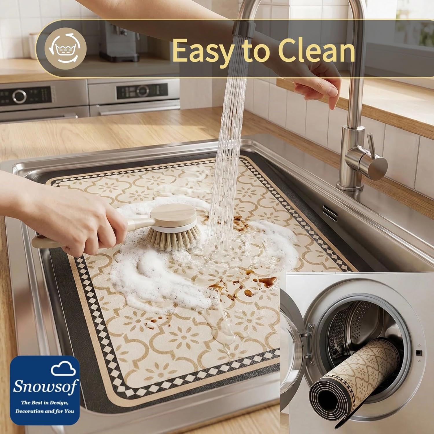 Dish Drying Mat - Absorbent Countertop Mat for Coffee Maker, Expresso Machine, Kitchen Use (D,20''×24'')