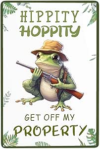 Hippity Hoppity Get Off My Property Frogfashion - Póster De Metal Para Decoración De Pared, Póster De Metal De 8 X 12 Pulgadas