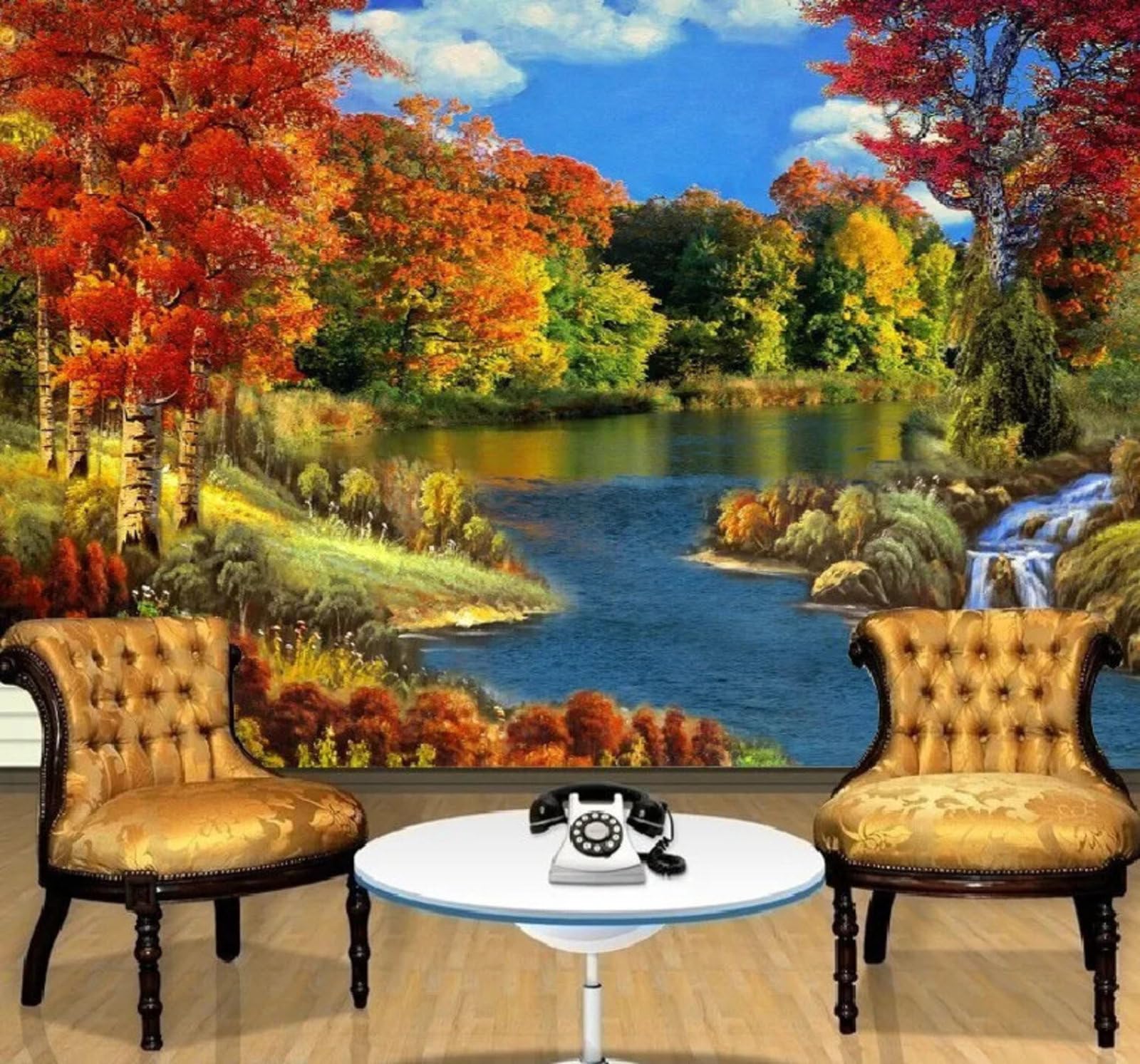 Wallpaper-3D-Xlm 430Cm×300Cm(B×H) Beautiful Autumn Maple Leaves Nature Scenery 3D Wallpaper Easy Install Feature Office Living Room Sofa Bedroom Tv Background Wall Decoration-430Cm×300Cm