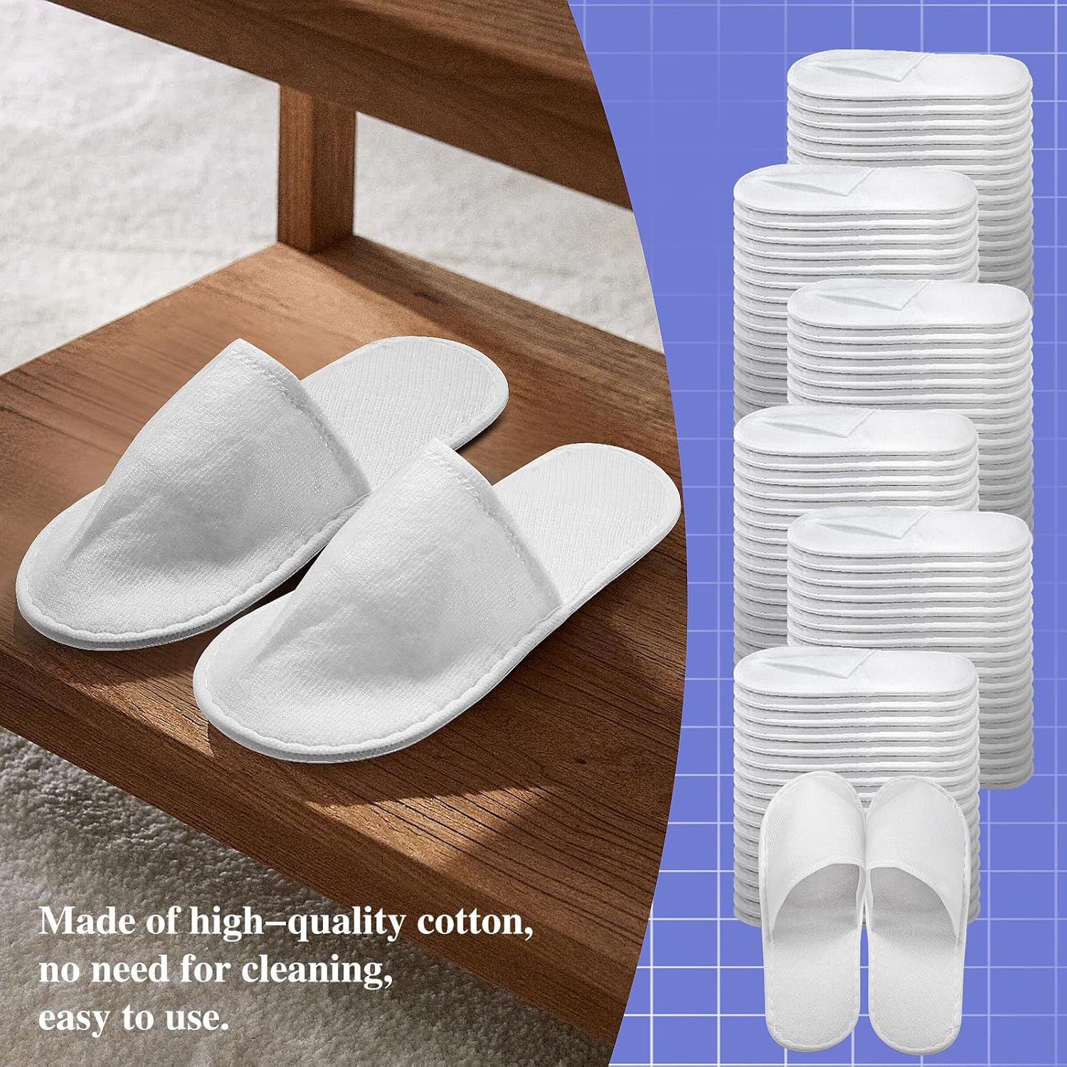 120 Pairs Disposable Slippers Bulk, Non-Slip Hotel Spa Slippers, Closed Toe Guest Slippers for Home, Wedding, Travel, Party, Indoor Use for Men Women