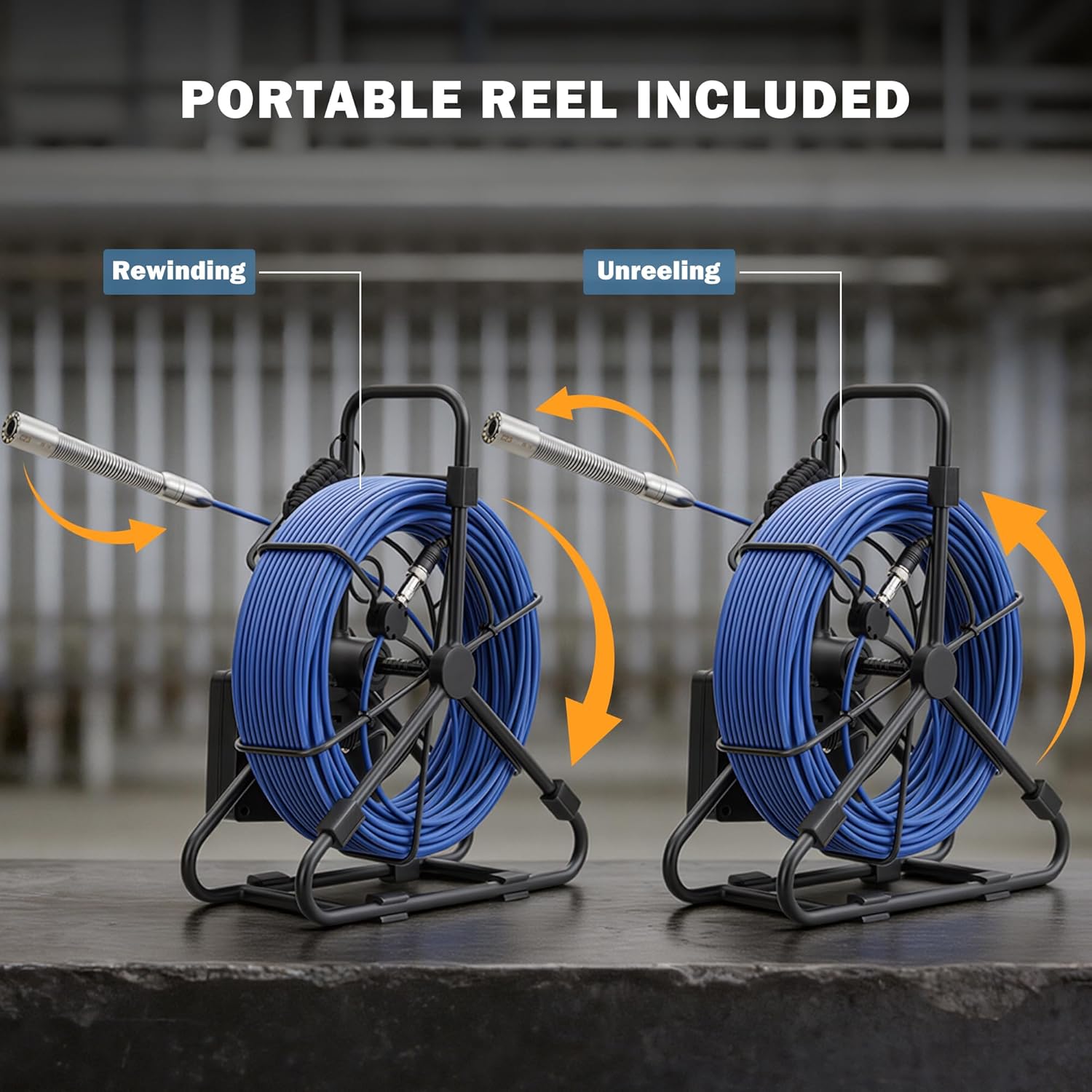 ZELCAN 4.3" Sewer Camera, Sewer Inspection Camera with 66 ft. Cable & Length Markers, Waterproof Drain Pipe Camera with 32GB Card 12 LED Lights, Rechargeable Plumbing Camera for Sewer Pipe Drain