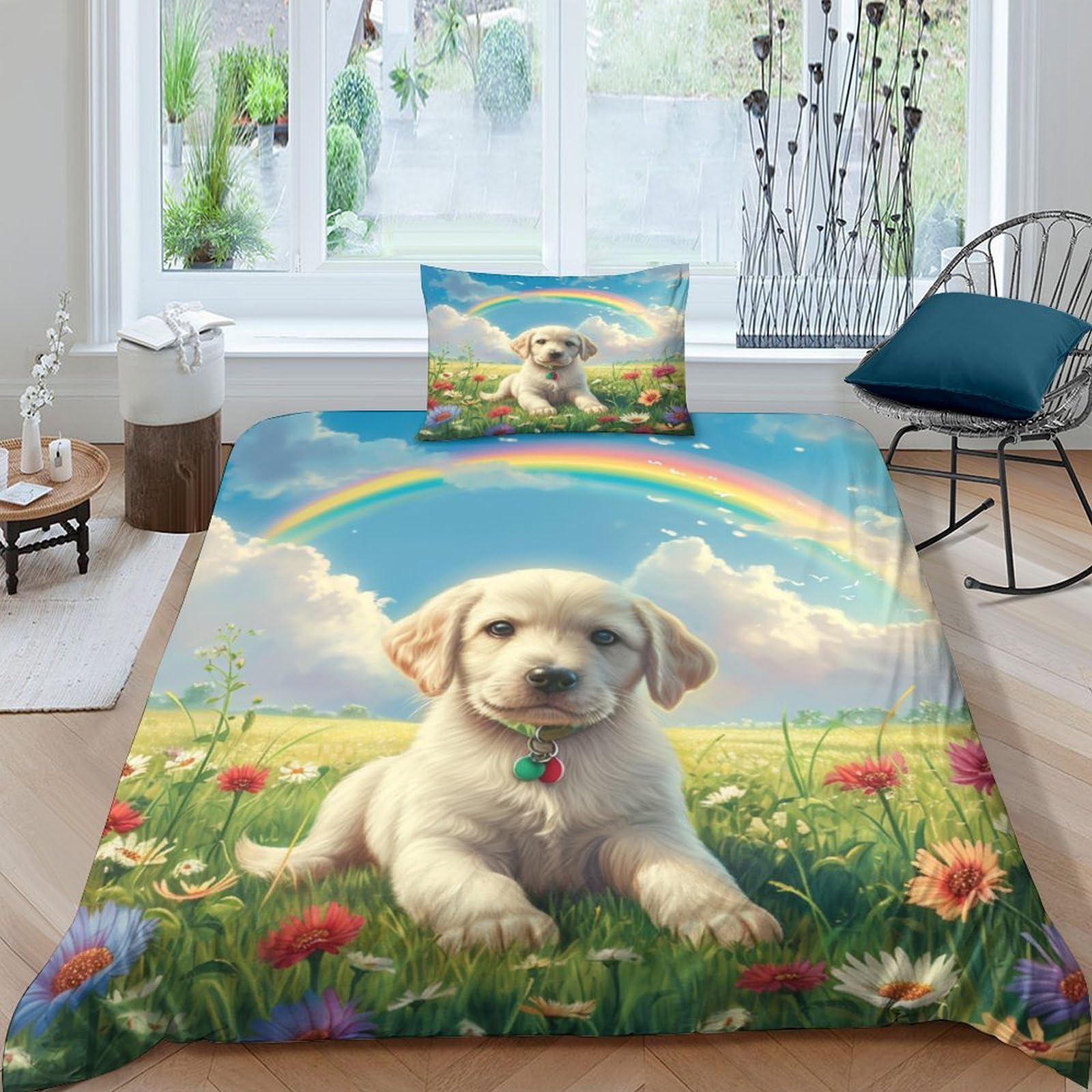 Parure de lit Golden Retriever 135x200 avec couette microfibre 3D