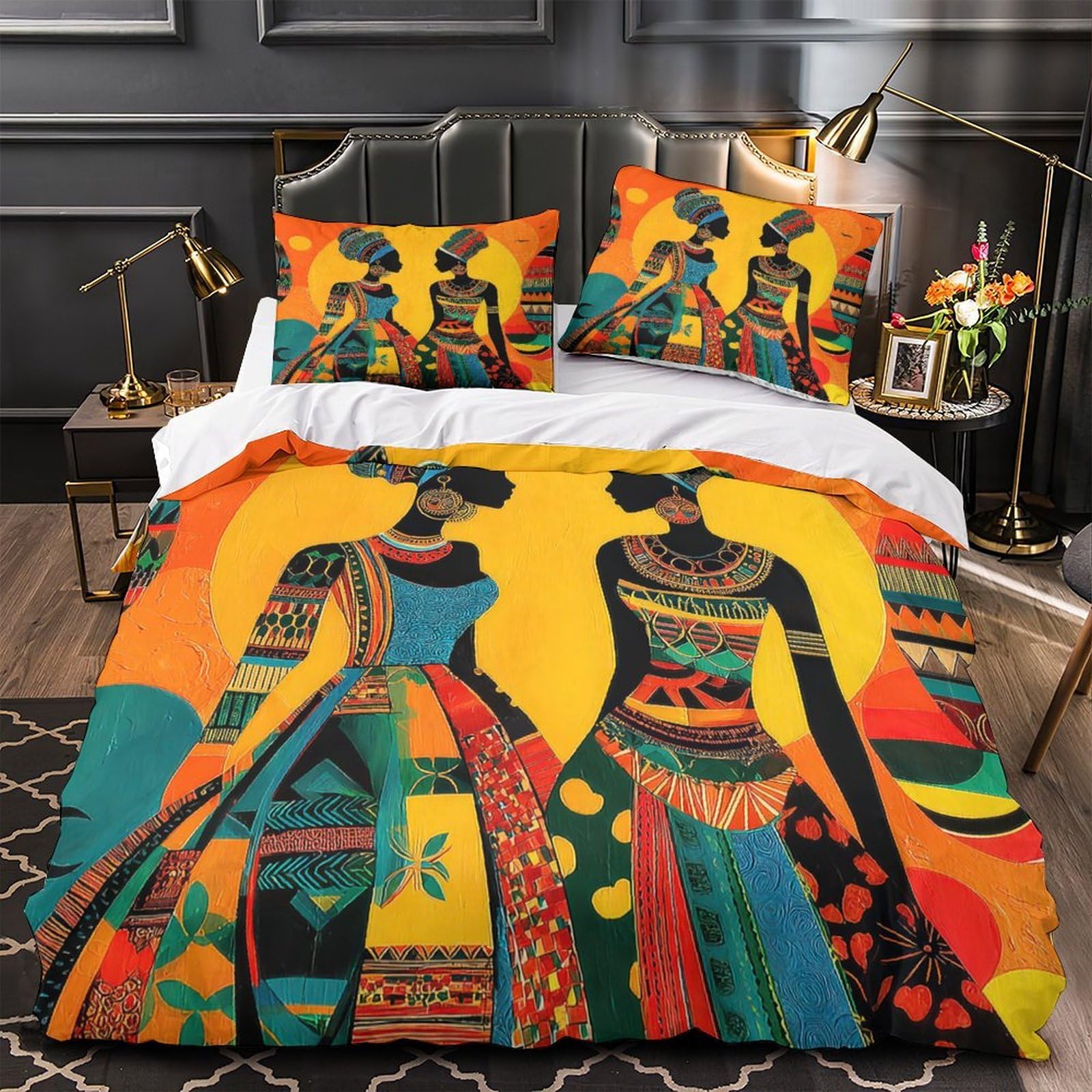 Housse de couette 140x200 pour enfants garçons ado avec motif ethnique africain