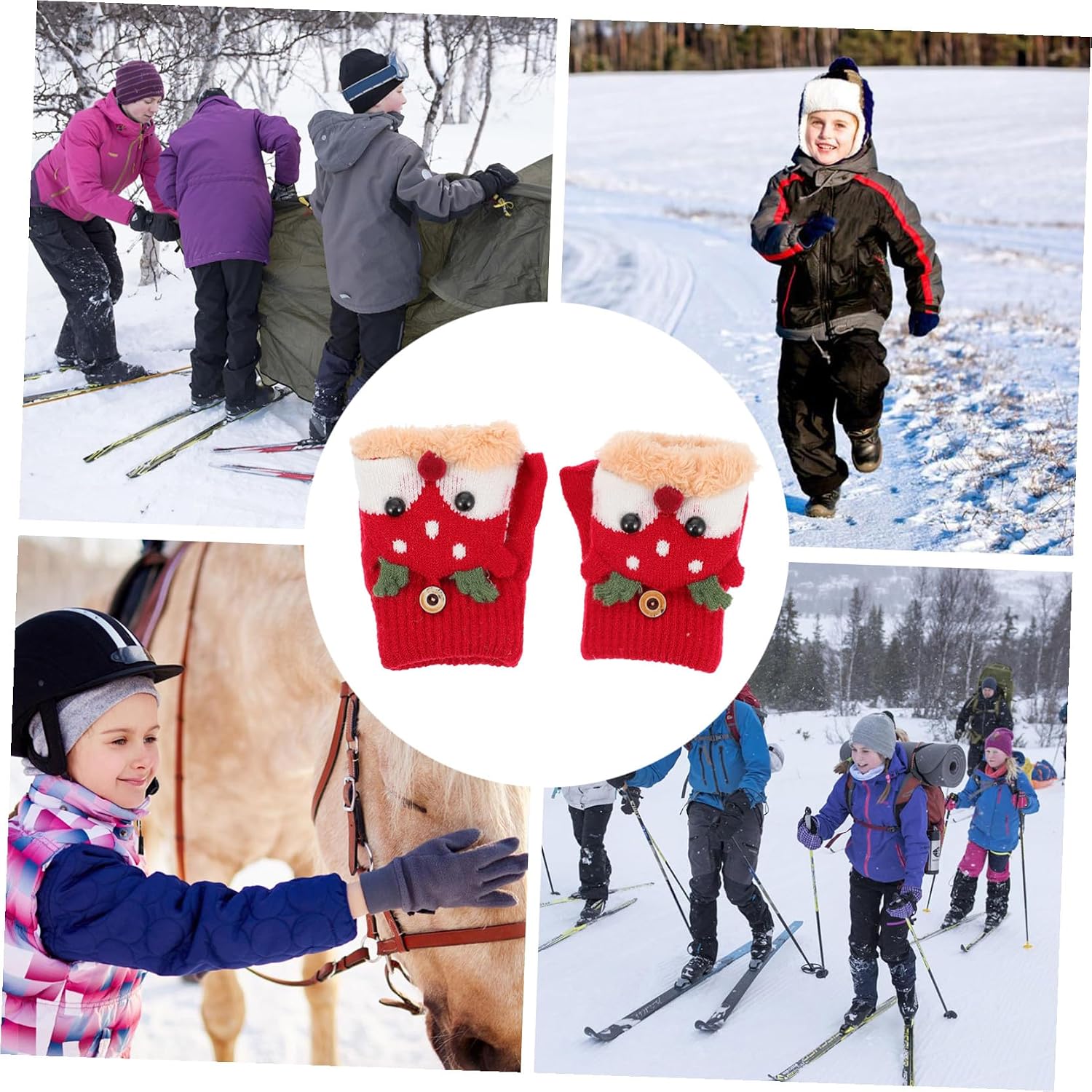 1Pair Thicken Warm Gloves for Plush Winter Gloves for Christmas for Outdoor Activities Cold Weather present for Boys