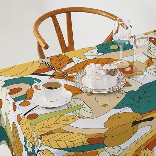 Miniatura 839 de Mantel floral hippie, diseño retro de los años 70, naranja, rosa, azul, floral, bohemio, estampado estético de margaritas, para fiesta, picnic