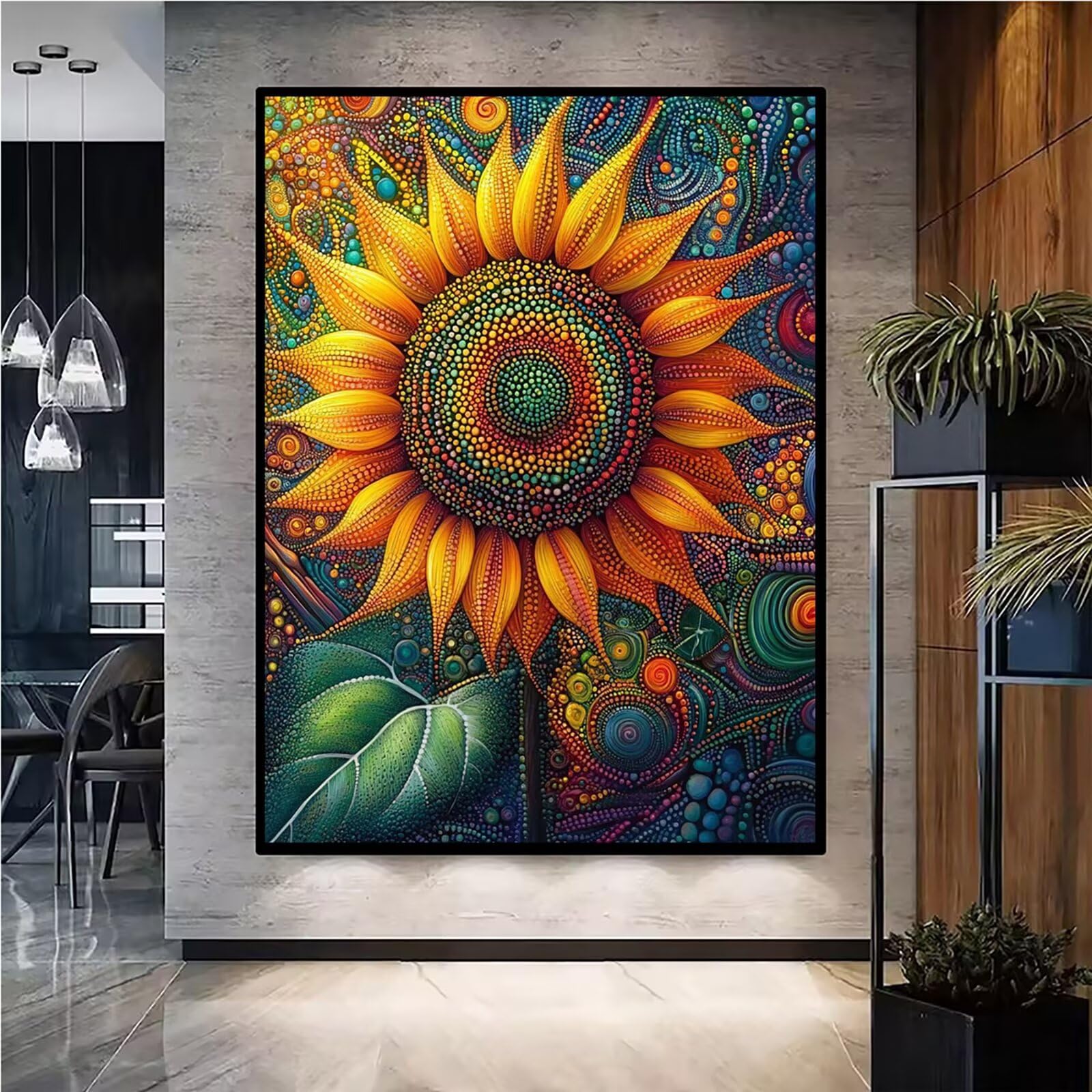 Diamond Painting Kit Completo, Diamond Painting Girasole, 5D Quadrato Pittura Diamante Kit Manualidades Adultos DIY Diamantini Crystal Art Disegni Ricamo Punto Croce Artigianale, 60x90cm Fiori j0-639