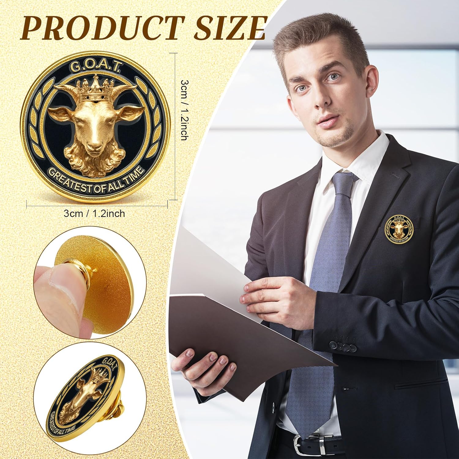 Tondiamo 24 Pcs Goat Championship Trophy Lapel Pins MVP Award Pins Bulk for Softball Baseball Football Soccer Team Sport Gift