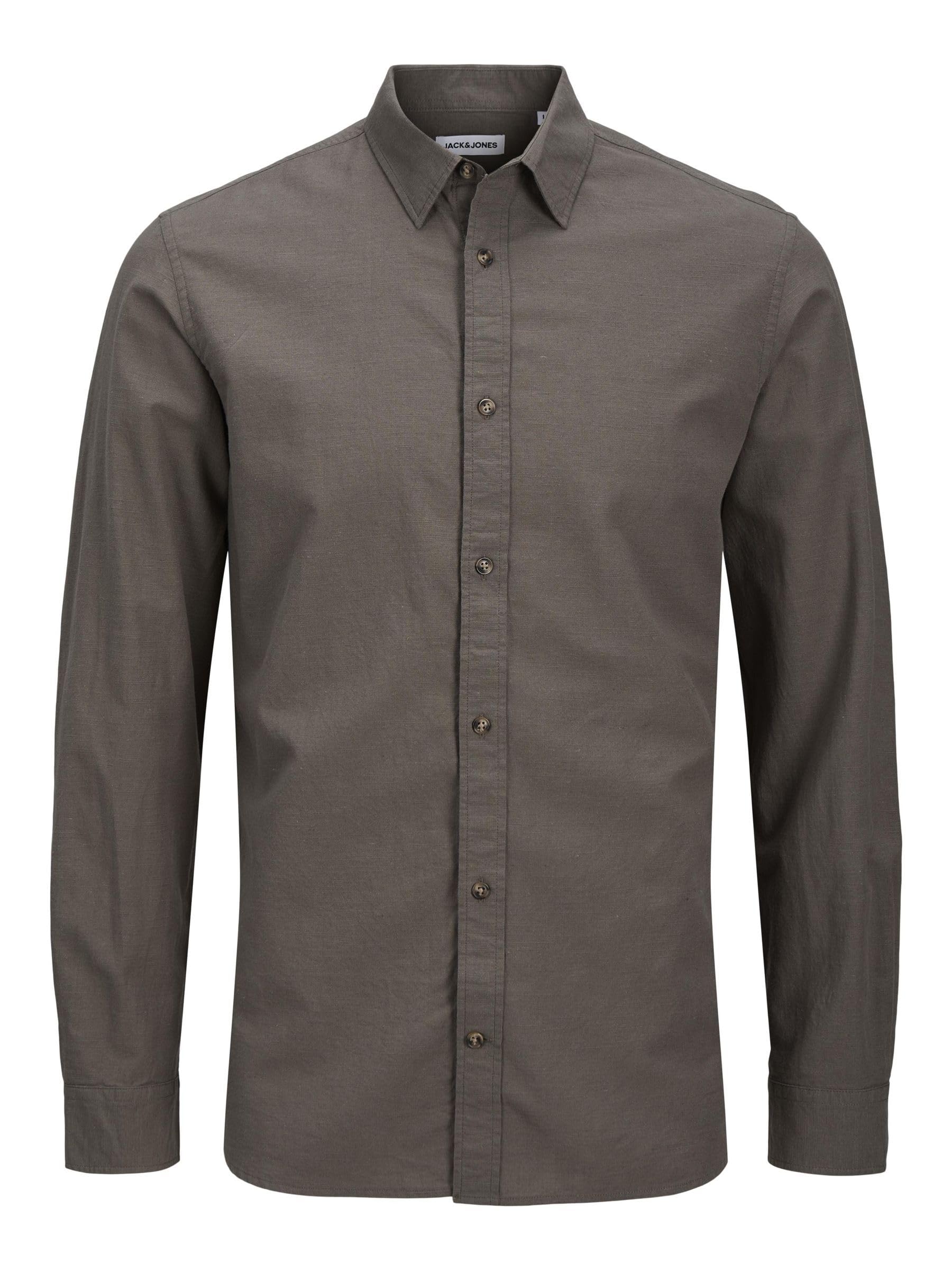 JACK & JONES Men's Jjesummer Shirt Ls Sn Long Sleeve, Falcon, L