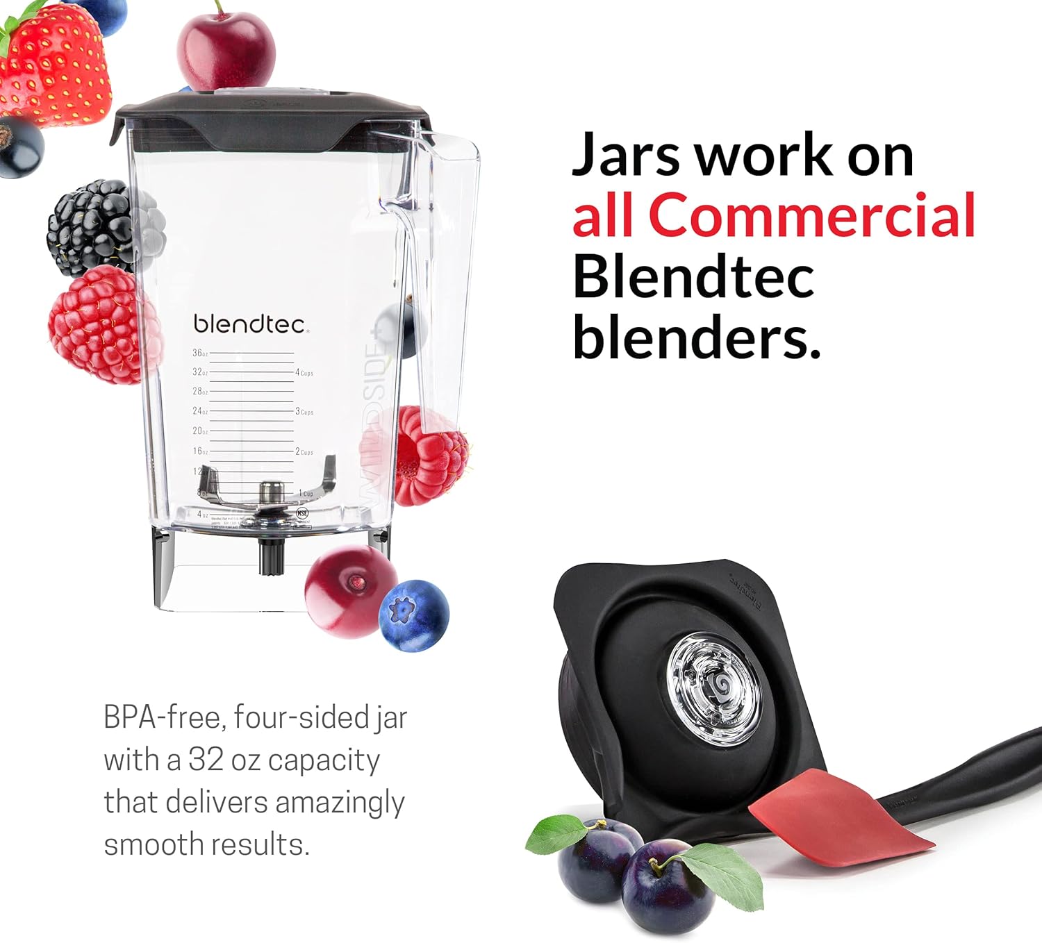 Blendtec Total Classic Original Blender, 90 oz WildSide+ Jar, 24 oz Twister Jar, and Spectacula Spatula - Red