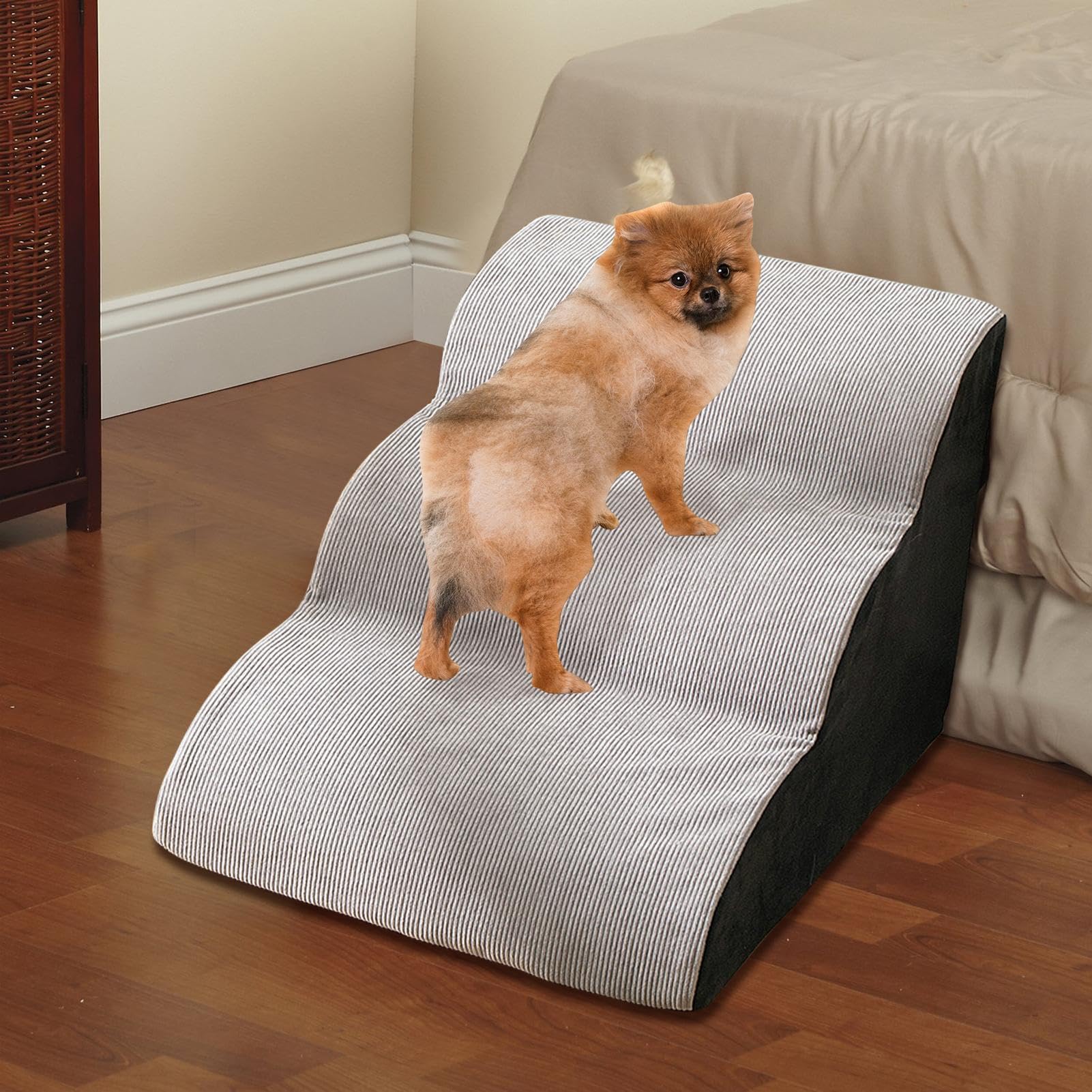 Escaleras para Perros de 3 peldaños | Escalera para Perros de 3 escalones, Escalera Ondulada para Mascotas, Escalera de Escalada para Perros pequeños, Escalera de Esponja para Perros pequeños,