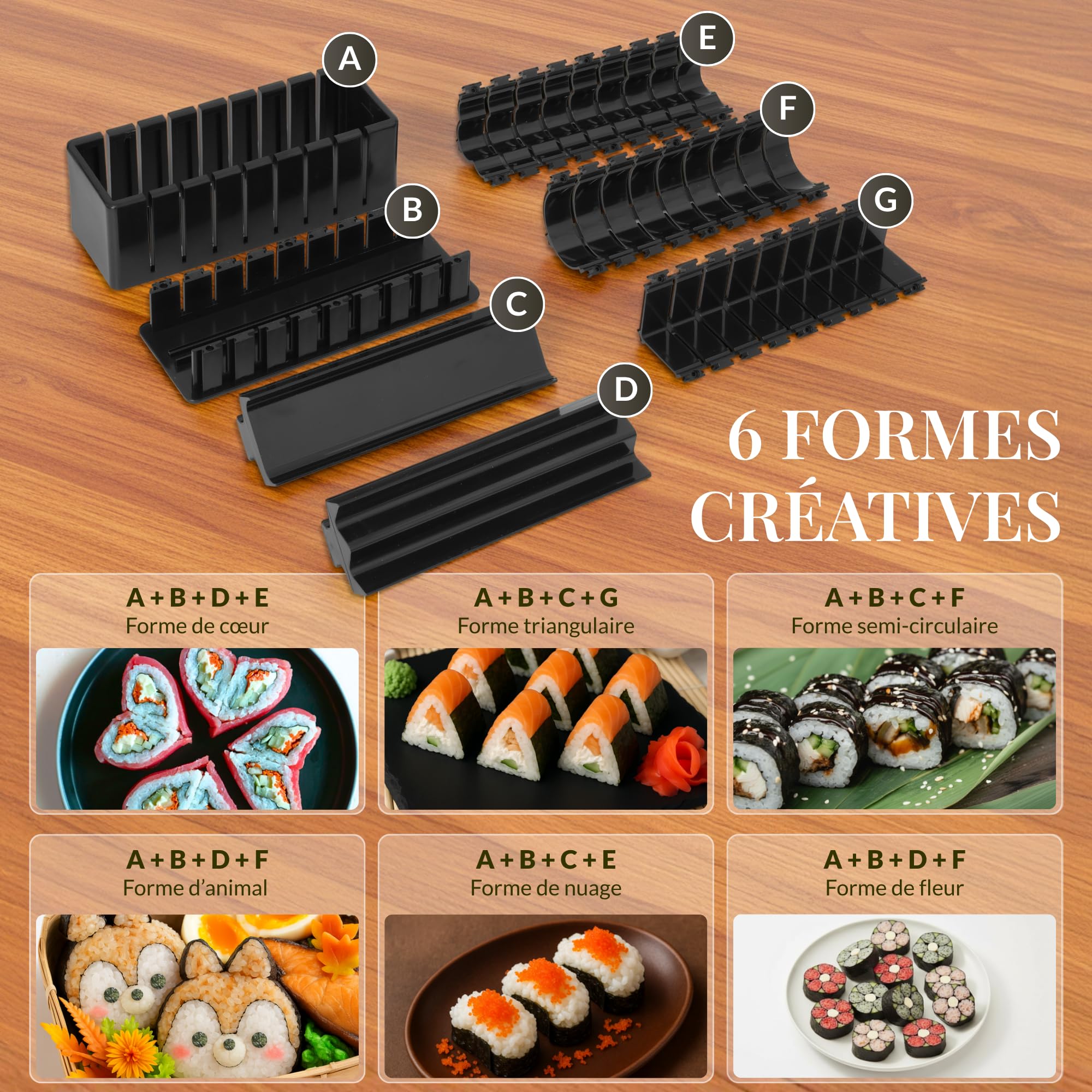 Kit Sushi Completo Premium con Stampi, Coltello, Tappetino in bambù e Accessori – Sushi Maker, Kit Sushi Fai da Te, Stampo Sushi, Set Giapponese per Casa