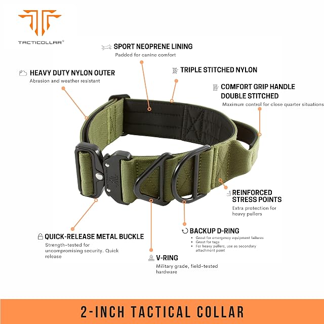 Foto 5 de 7 de Tacticollar - Collar táctico para Perro de 2 Pulgadas con asa para Perros medianos y Grandes, Collar…
