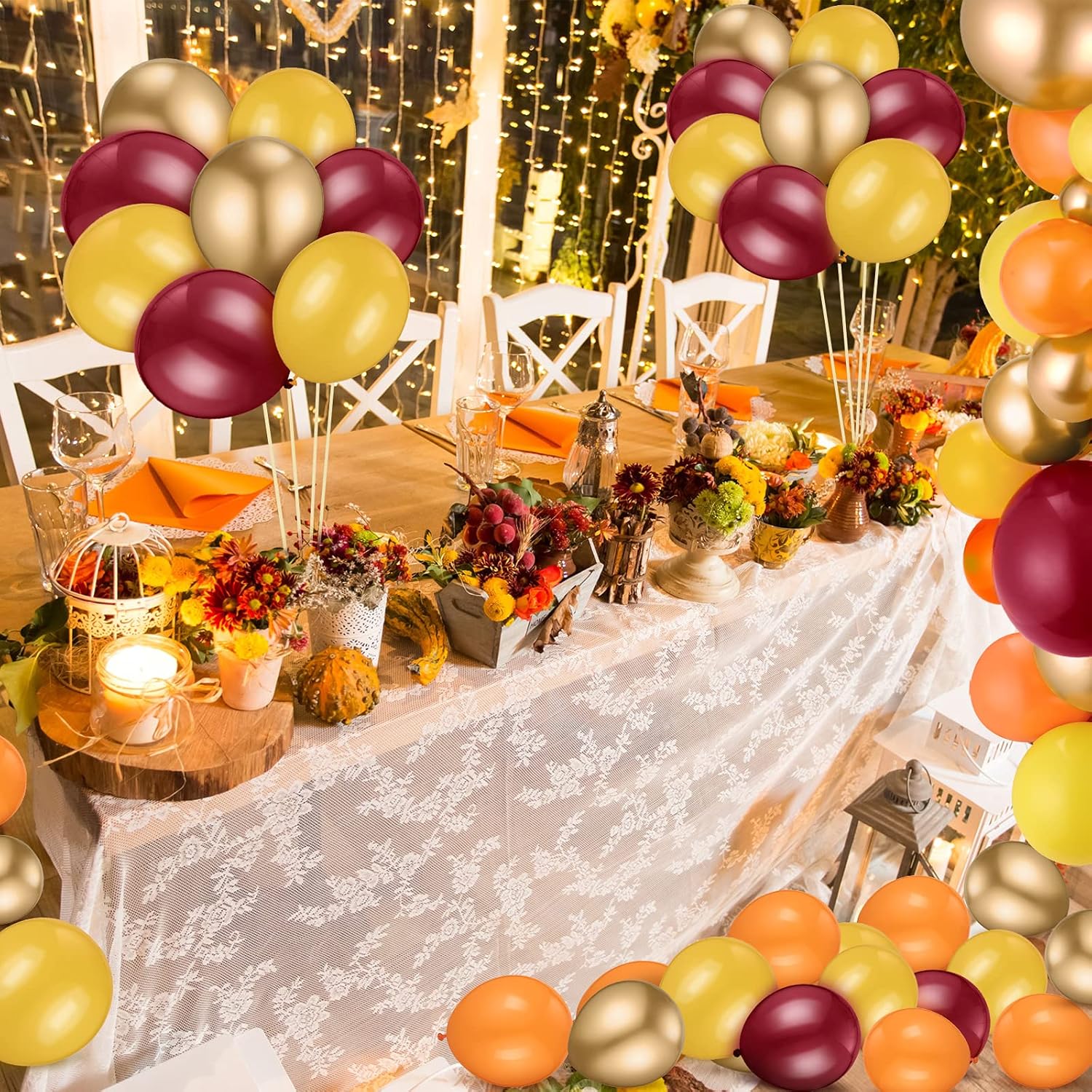 124 Pieces Fall Balloon Garland Kit Thanksgiving Orange Golden Balloons Autumn Garland Arch Kit, Fall Balloons Burgundy Orange Red Latex Balloons for Wedding Engagement Birthday Baby Shower Party - Image 5