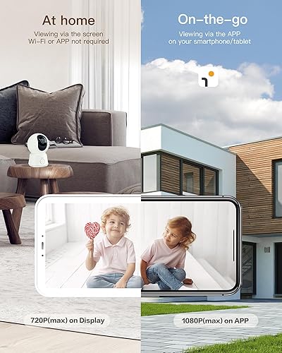 Miniatura 2 de ARENTI Kit de monitor de cámara WiFi para bebé B2 actualizado 2025, pantalla inalámbrica de 5 pulgadas, aplicación para smartphone, conexión