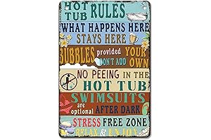 Outdoor Pool Decor,Hot Tub Rules Aluminum Metal Sign,12x8Inch Print Painting Vintage Poster...