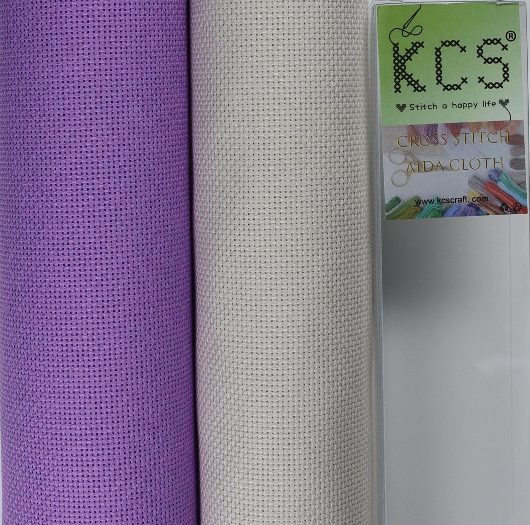 KCS 2 pc of 15" x 18"(38cmx45cm) Counted Cross Stitch Cotton Aida Cloth Needlework Fabric Box (Pearl Grey+Lavender,18CT)