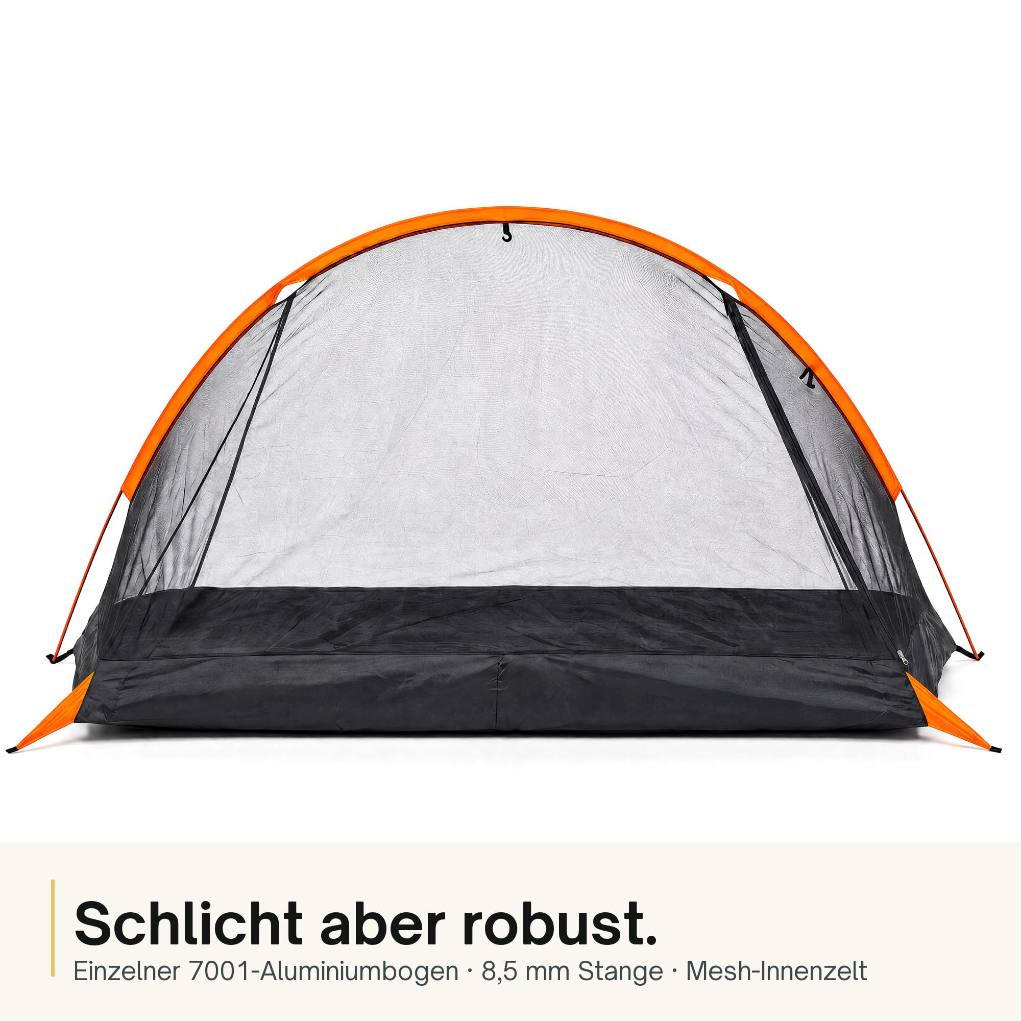 Trinordic Leichtes 1-2 Personen Zelt – Einbogen Trekkingzelt, 1,7 kg Minimaltransportgewicht, 3000 mm Wassersäule, Olivgrün