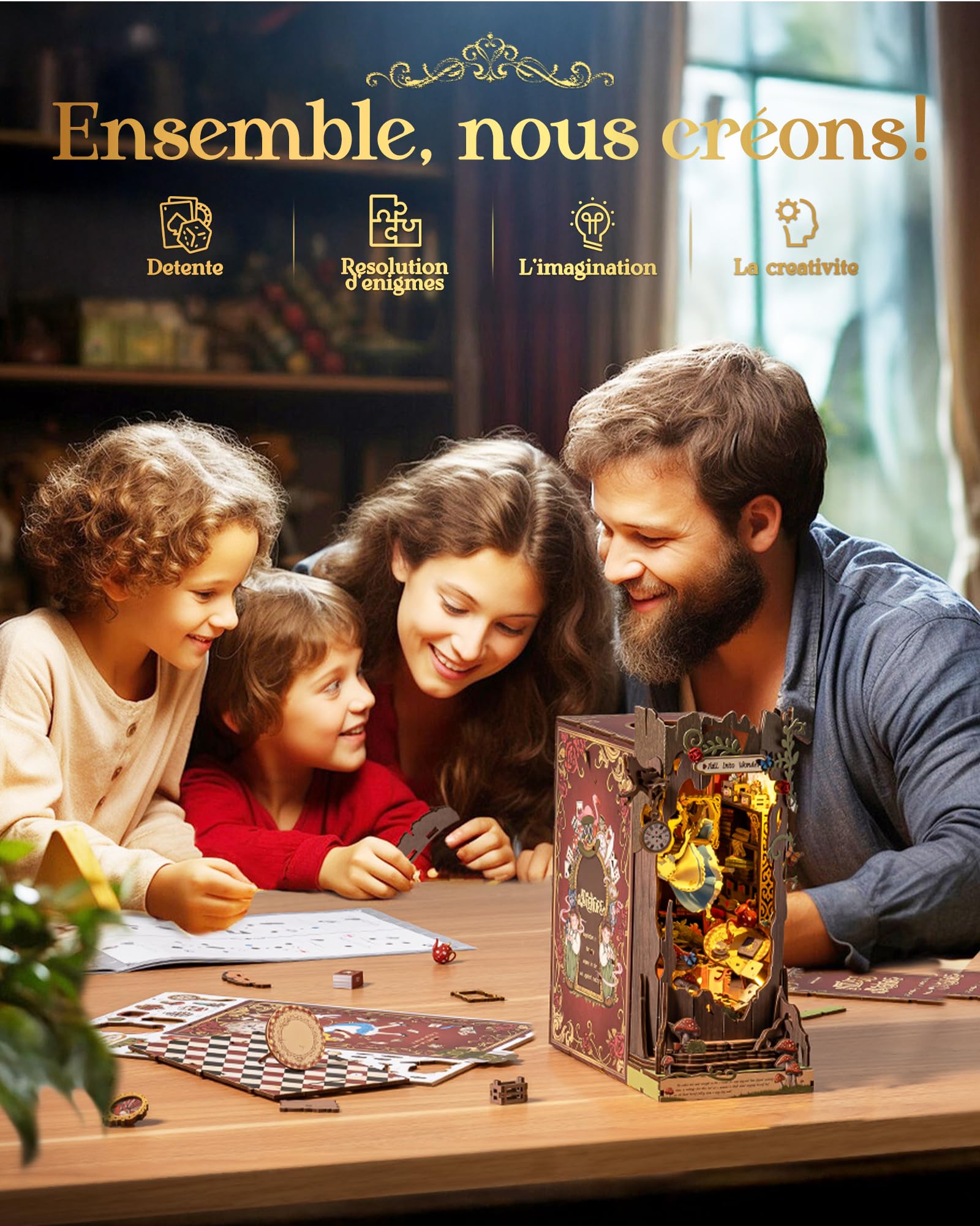 Rolife Book Nook Maquette Fall Into Wonder Maison Miniature DIY Diorama 3D Puzzle avec Illusion Miroir