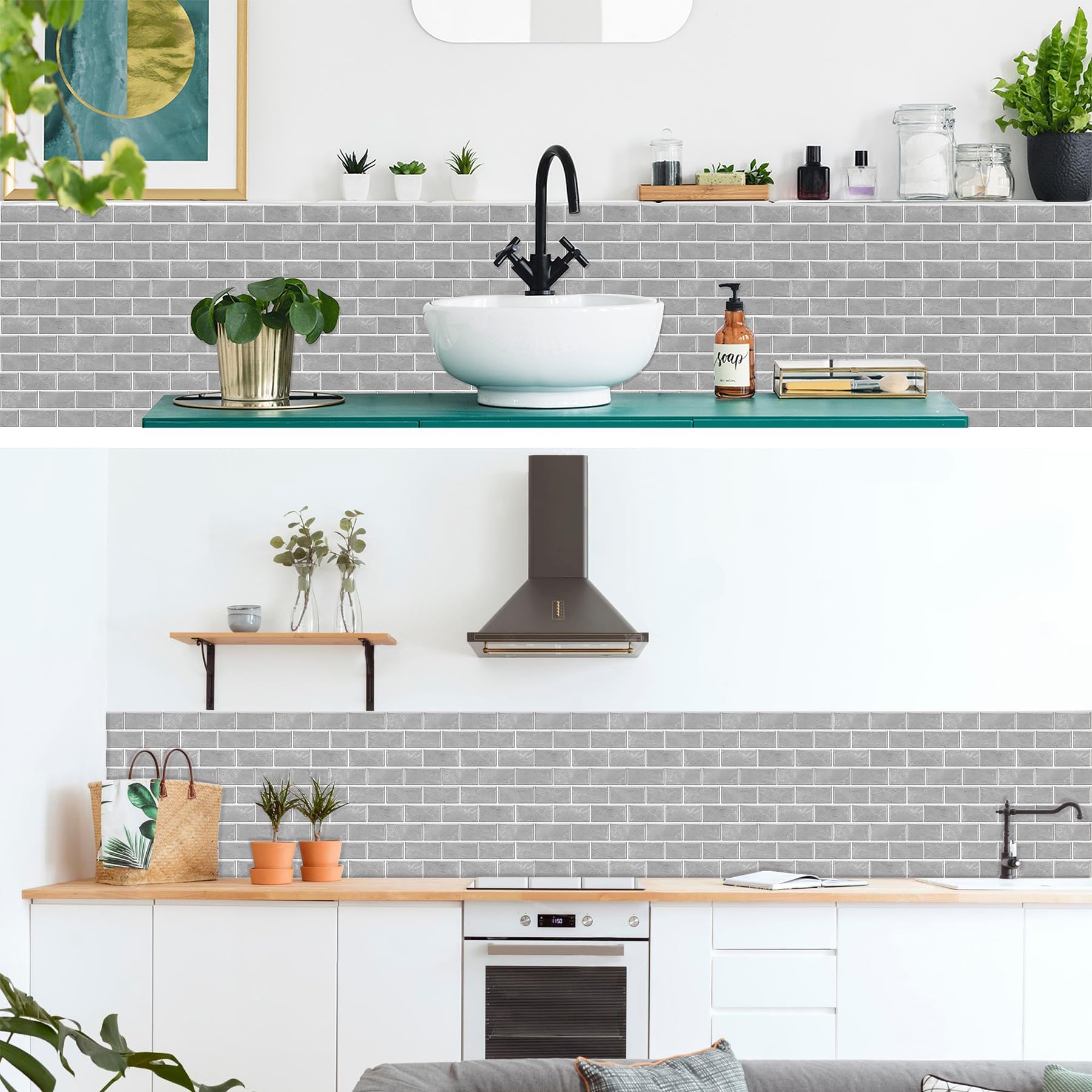 Stickers Carrelage Credence Adhesive, BYLife 12 Pièces Décorative à