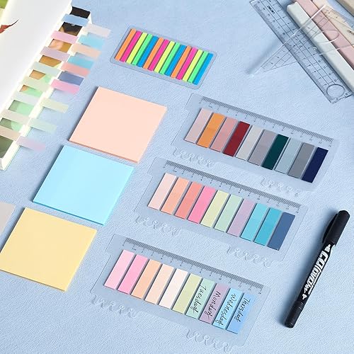 Miniatura 5 de Kit de anotación de libros, 1050 pestañas de libro con rotulador, notas adhesivas transparentes, pestañas adhesivas, marcadores de libros, pestañas