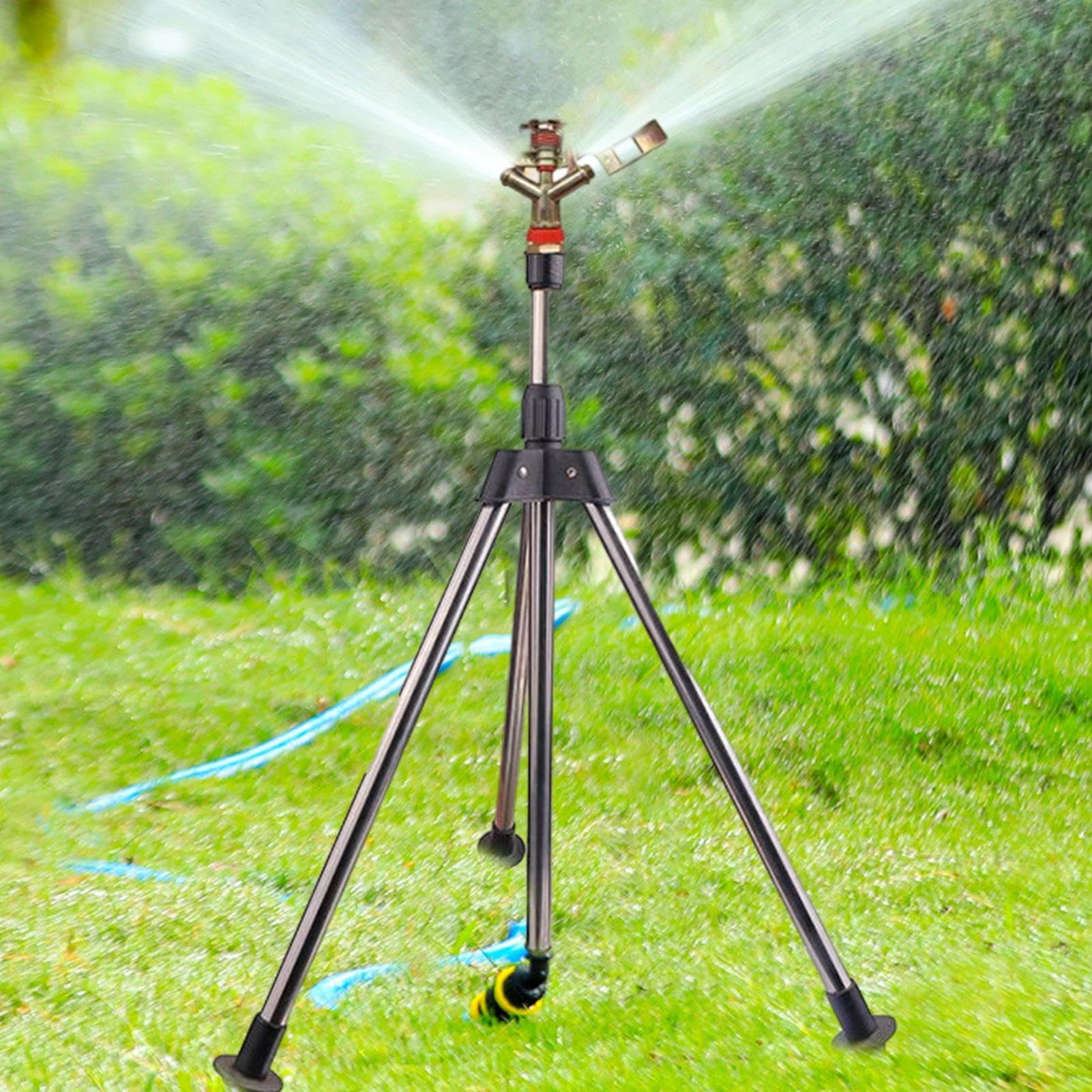 Irrigatore per prato – Irrigatore per giardino prato – treppiede a | risparmio energetico | Irrigatore girevole a 360 gradi, regolazione della grande altezza di copertura per giardino, terrazza