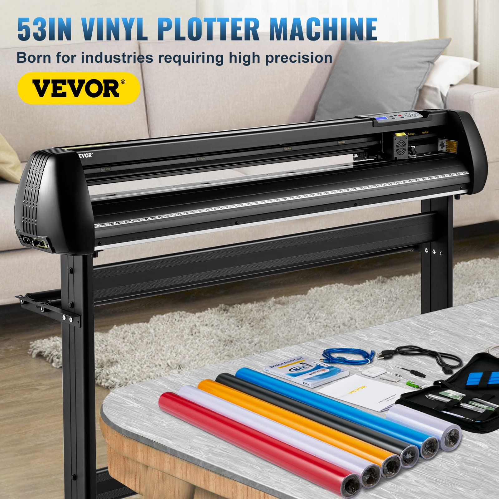 VEVOR Schneidegerät 135 cml Vinyl Cutter Halbautomatische DIY Vinyl Drucker Schneidemaschine Manuelle Positionierung Zeichen schneiden mit Bodenständer Signmaster Software