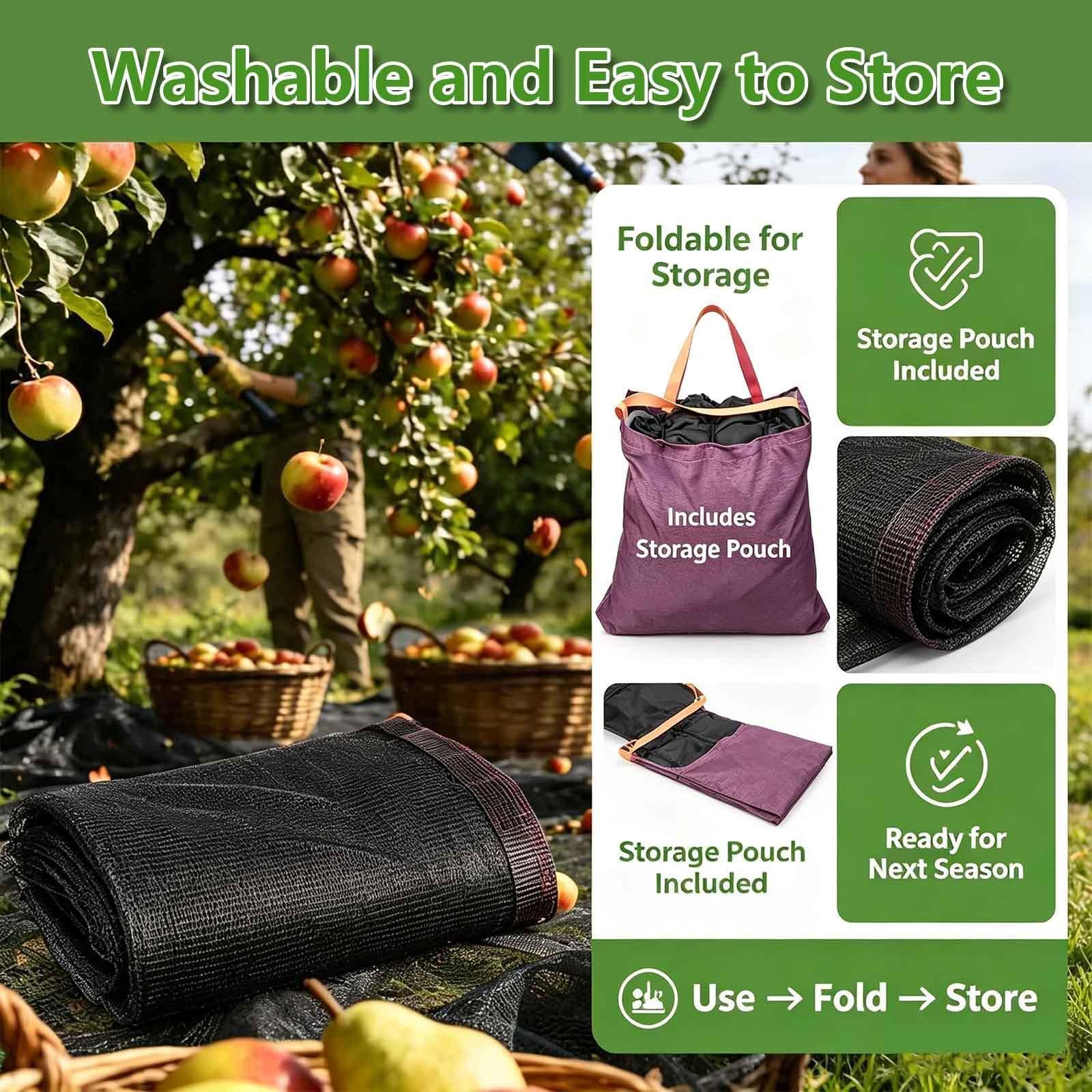 Red De Cosecha De Frutas, Resistente y Flexible Red para árboles Frutales con Corte Central Telones de Aceitunas, Almendras y Frutales,Round-20×20ft（6 * 6m）