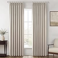 Vista 49 de Cortinas opacas térmicas 100% de 84 pulgadas de longitud, juego de 2 paneles para dormitorio, cortinas de ventana de lino con pinzas plegadas