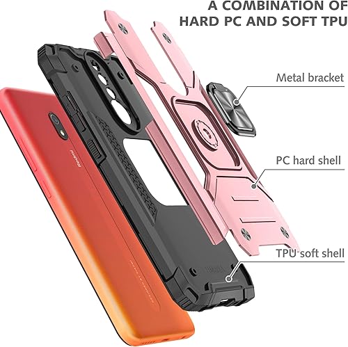 Miniatura 8 de Asuwish Funda de teléfono para Xiaomi Redmi 8A Redme 8 con protector de pantalla de vidrio templado y soporte de anillo delgado híbrido protector