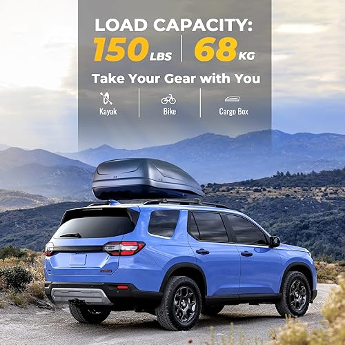 Miniatura 4 de BougeRV Barras transversales para portaequipajes compatibles con Honda Pilot 2016 2017 2018 2019 2020 2021 2022 sin rieles laterales de techo, barra