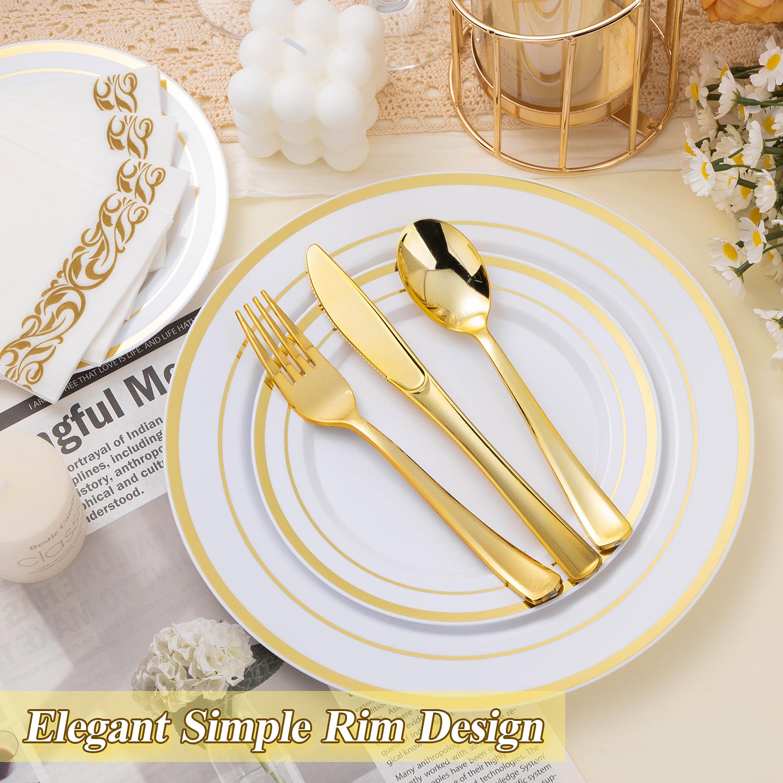 Gold Disposable Plates - 200 Pack -5