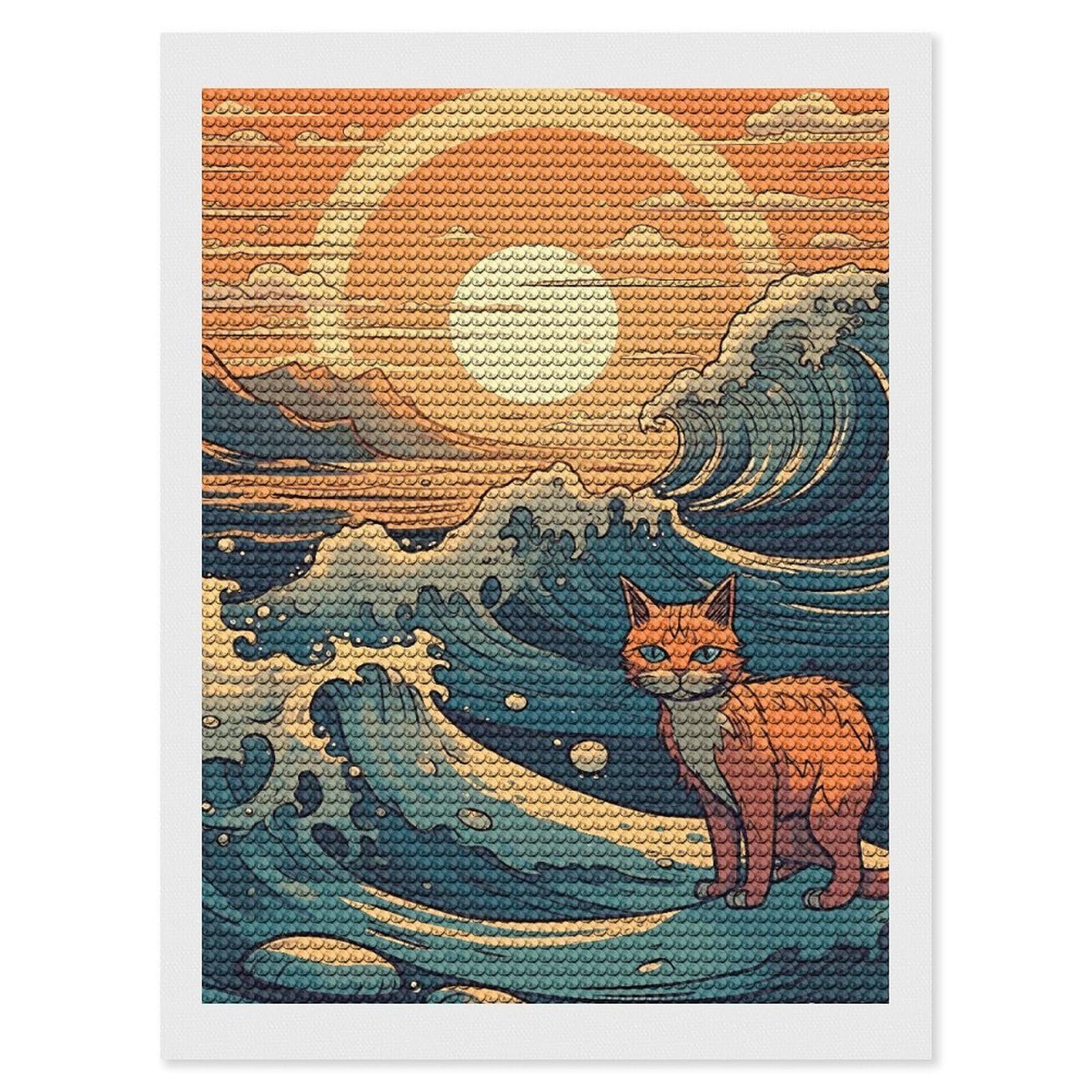 DWVTSLH Anime Style Cat Diamond Painting Kits for Adults, Personalized Diamond Photo Art Full Drill, DIY 5D Diamond Art Painting Kits for Beginners, Home Wall Decor 12"x16"