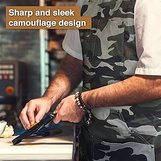 Hudson Durable Goods Professional Grade Chef Apron for Kitchen, Camouflage, M to XL