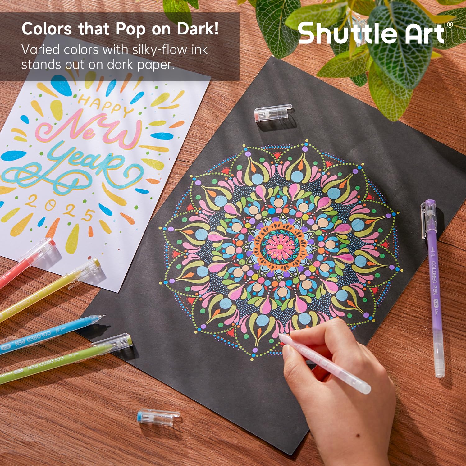 Shuttle Art Juego de bolígrafos de gel de 0,6 mm, 24 colores para colorear