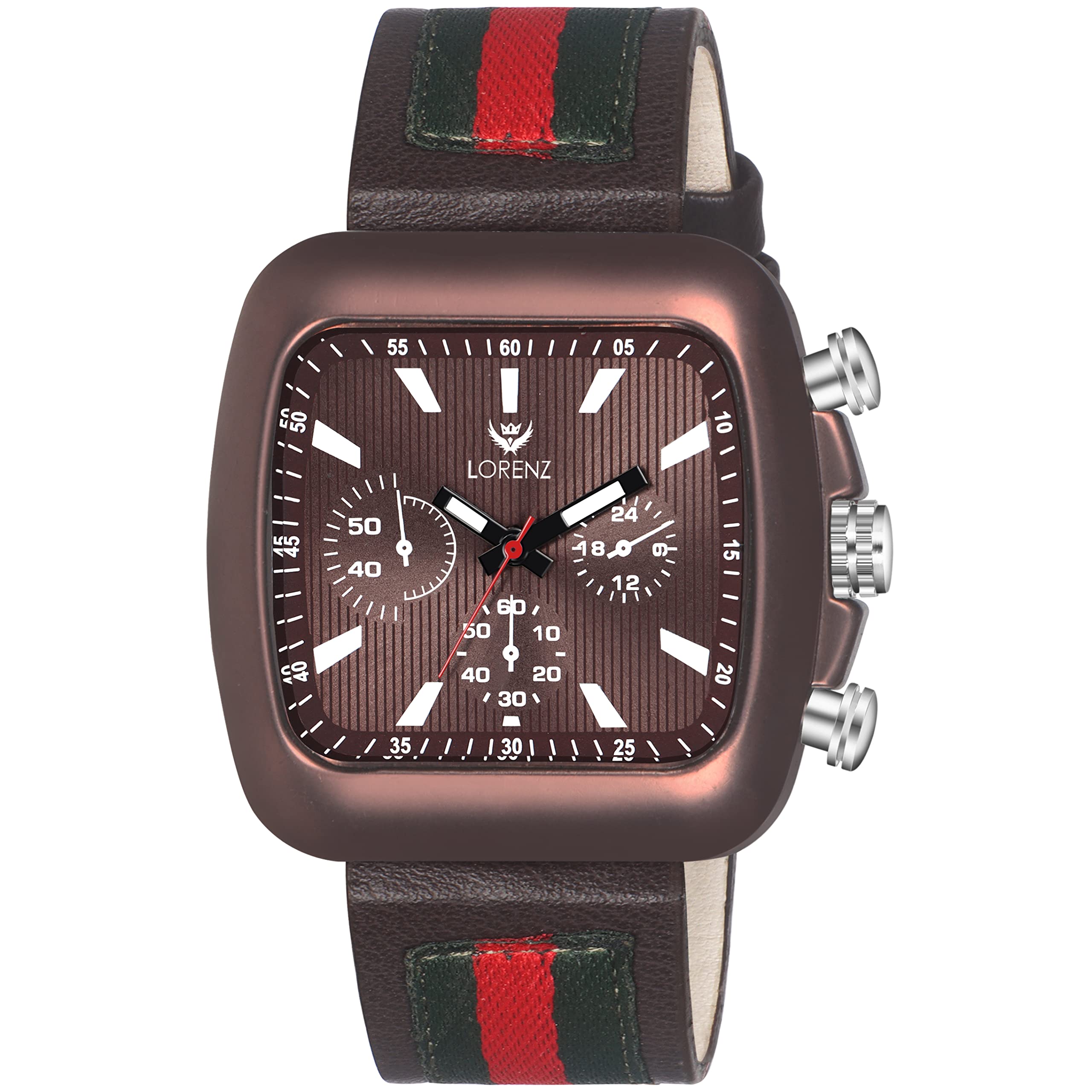 LORENZ Mens Fashion Stainless Steel Case | Superior Brown Square Dial Multi Color Strap Watch for Men | MK-4020R (B0B82VP8FQ) Amazon Price History, Amazon Price Tracker