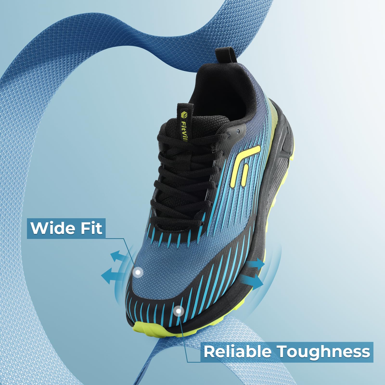 Buty do biegania FitVille Męskie bardzo szerokie buty do biegania w terenie Szerokie lekkie buty sportowe Buty outdoorowe Wygodne buty fitness Buty trekkingowe V2
