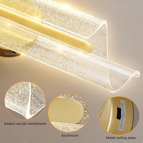 Miniatura 3 de Apliques de pared dorados de 19.7 pulgadas, modernos apliques de pared regulables, lámpara de pared LED regulable para interiores, lámparas de pared