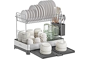 SONGMICS 2-Tier Dish Drying Rack: Expand Your Kitchen Countertop Space