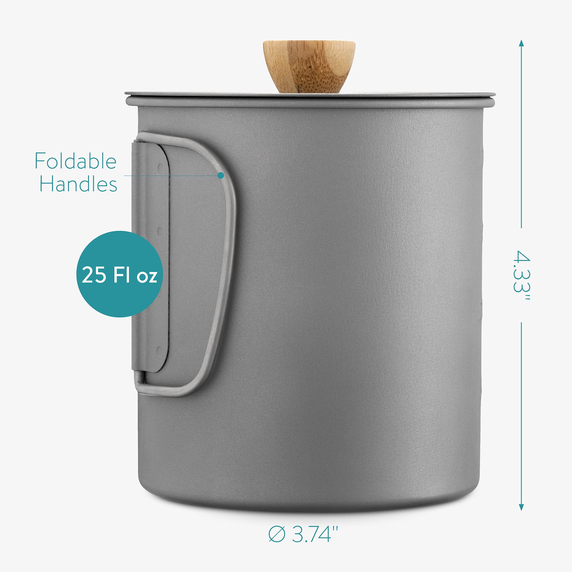 Navaris Cafetera Francesa de Camping - Set de cafetera Camping con 1x Prensa Francesa Cafe de Titanio y 1x Taza de Acero Inoxidable - con Bolsa de Transporte