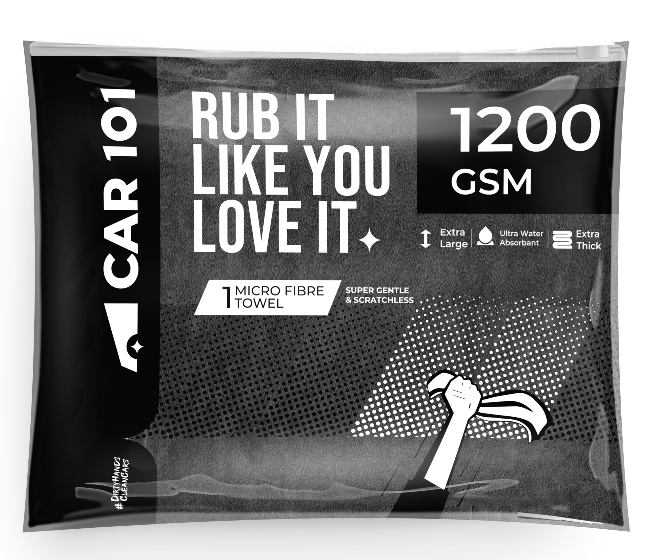 CAR101 Microfiber Cleaning Cloths - Superior Softness, Suede Border, Ultimate Water Absorption - 1200 Gsm Twisted Loop Microfiber Towel For Car, Bike And Household Cleaning (60X40Cm, Blue)